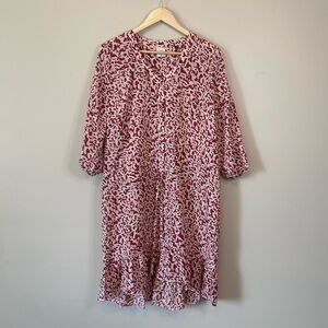 CAbi Sienna Leopard Print Ruffle High Low Mini Dress Size Medium